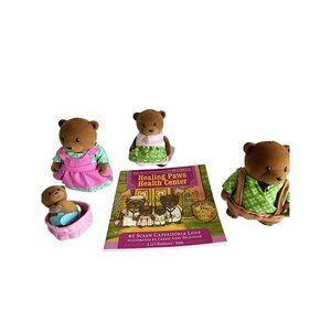 Li'l Woodzeez Healthnuggle Bear Family of 4 With Healing Paws Health Center Book